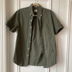 J Crew Mens Shortsleeve Button Down - Olive Green - Size Small